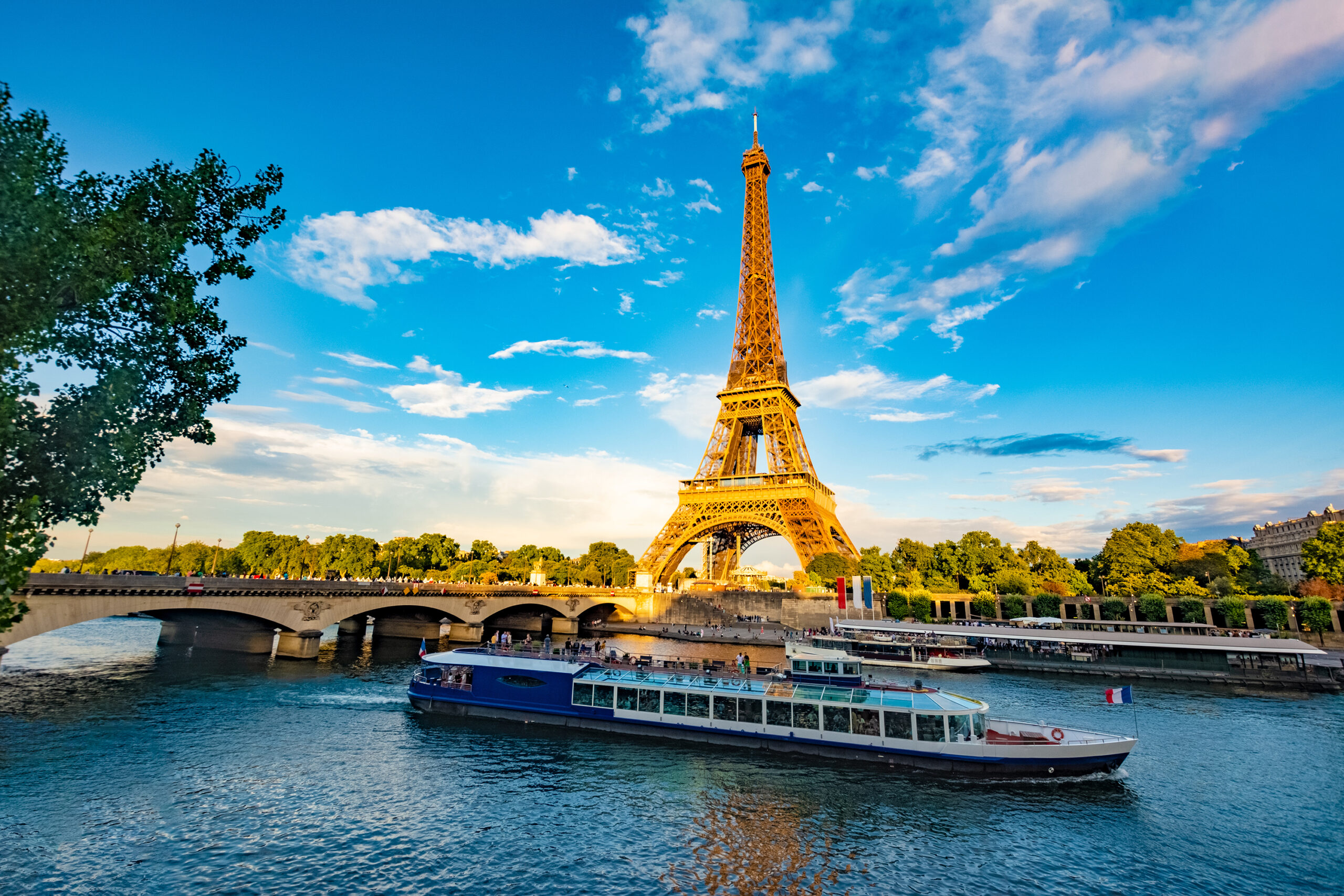 River Cruise along the Seine with an Eiffel Tower view